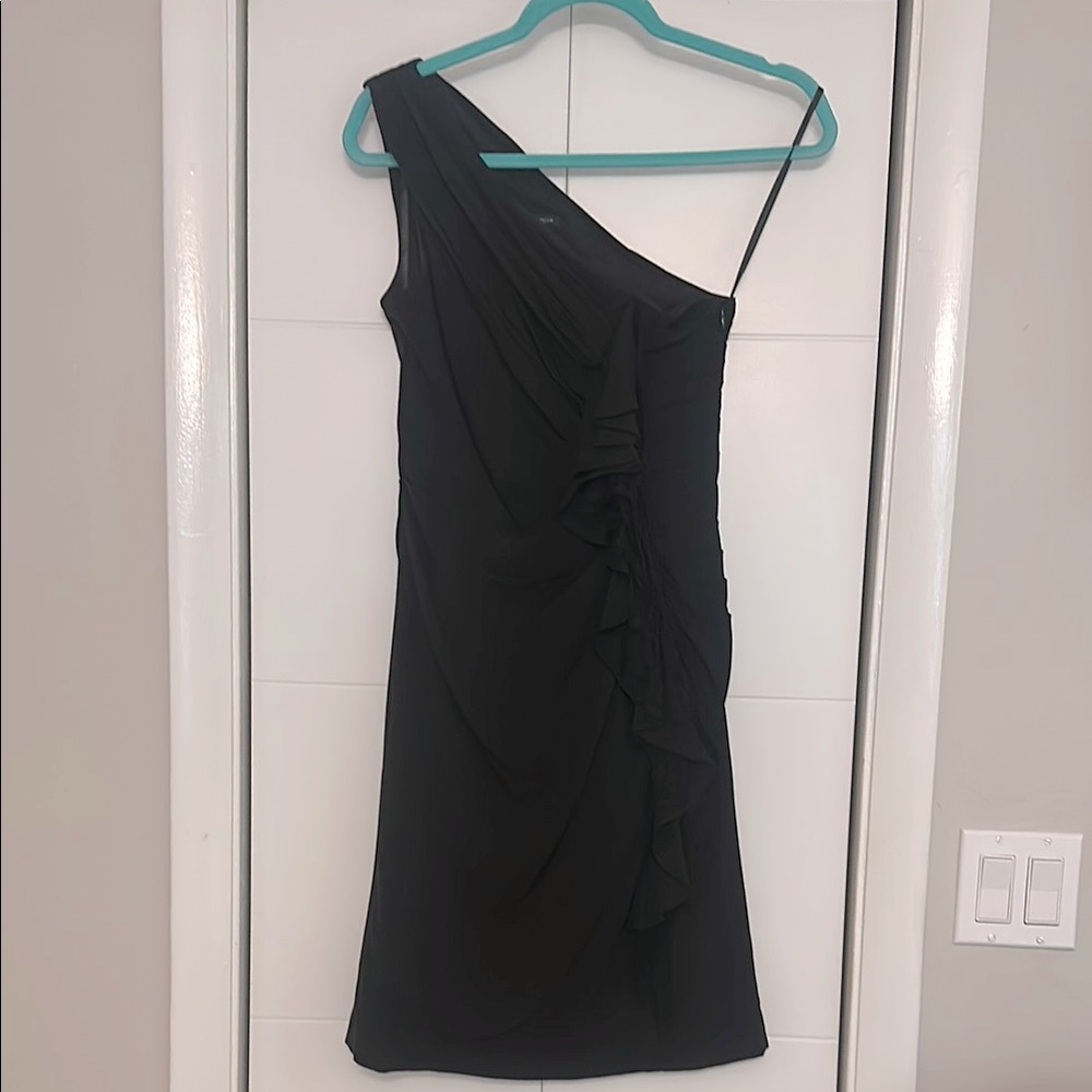 Ann Taylor Black Silk One Shoulder Dress Size 4